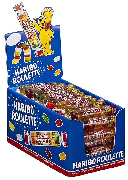 Haribo Roulette - Fruchtgummi - 1 Karton mit 50 Rollen à 25 gr: Amazon ...