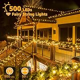 Ollny 50m 500 LED Outdoor Christmas Tree Lights Warm White with Remote view 2