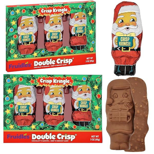 FRUIDLES CHRISTMAS MILK CHOCOLATE, CRISP KRINGLES PARTY BAG FILLERS, INDIVIDUALLY WRAPPED FOILS, KOSHER CERTIFIED DAIRY, NET. WT. 3OZ (85G) (3-PACK)