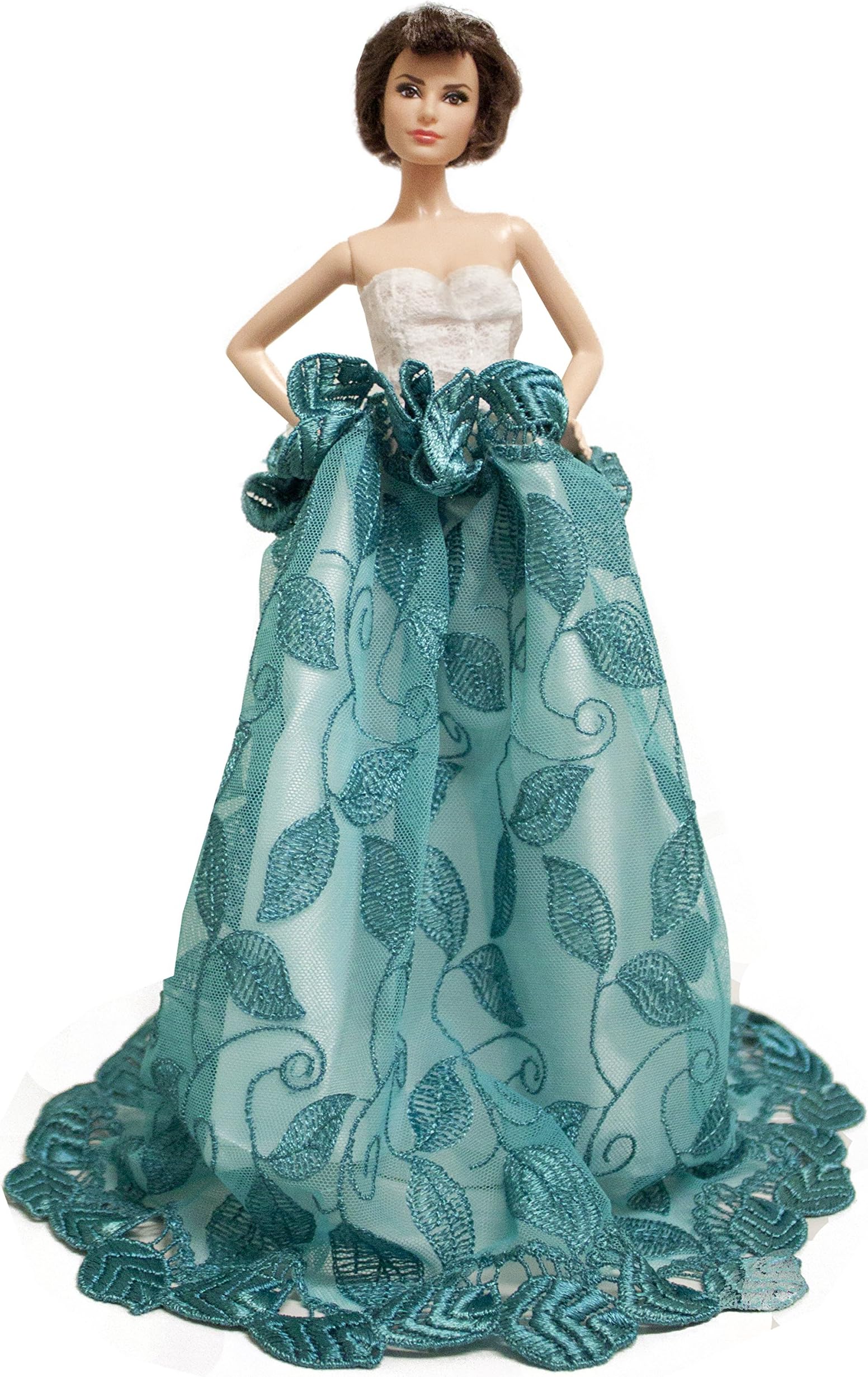 Peregrine Green Leaf Leaves Dress Prom Gown for 11.5 inches Dolls