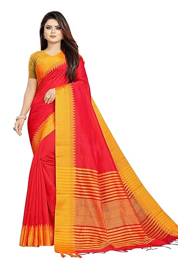 women's Pure organic cotton handloom silk saree with blouse