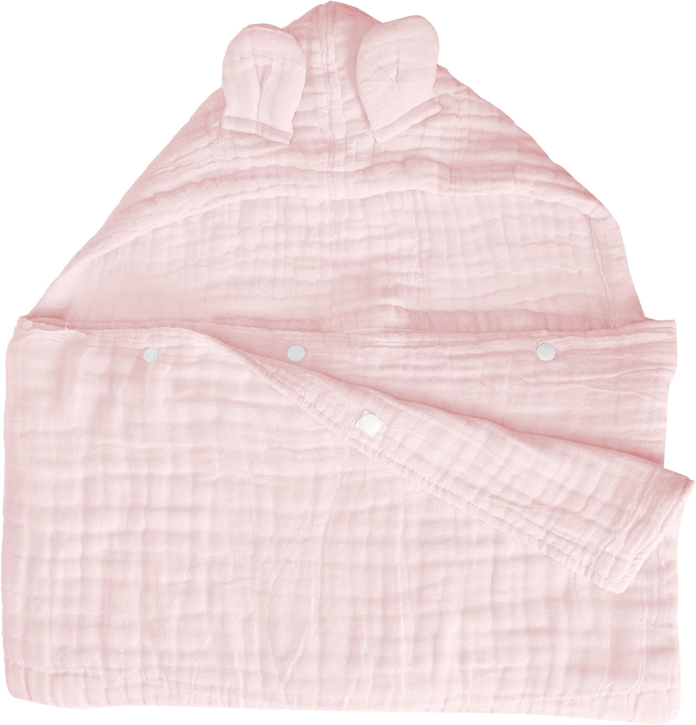 Primebabe 6 Layer Hooded Bath Towel, Kids Soft and Cozy Muslin Cotton Bathrobe, Pink