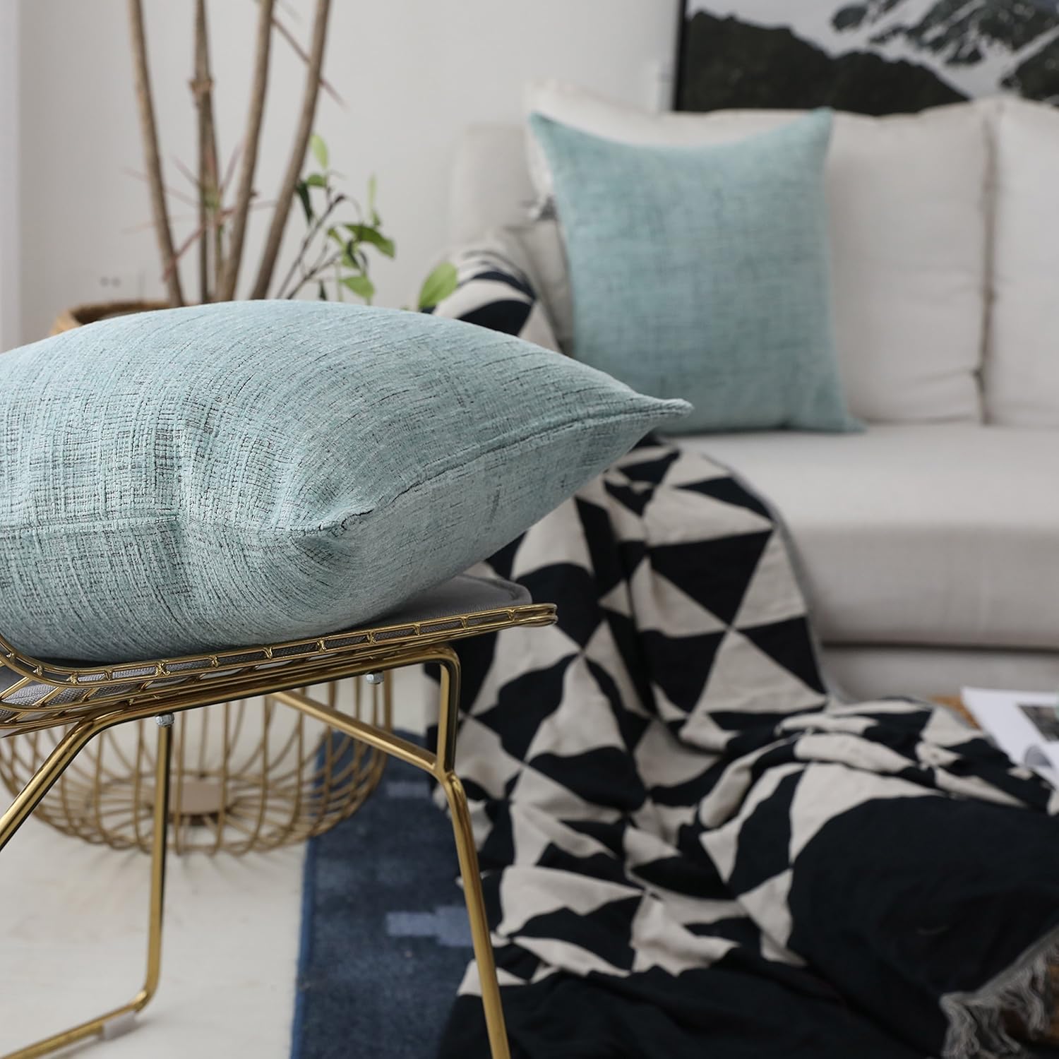 Home Brilliant Decorative Pillow Covers for Couch Throw Pillow Covers Sofa Bench, 2 Packs, 18x18 inches, Teal: Home & Kitchen
