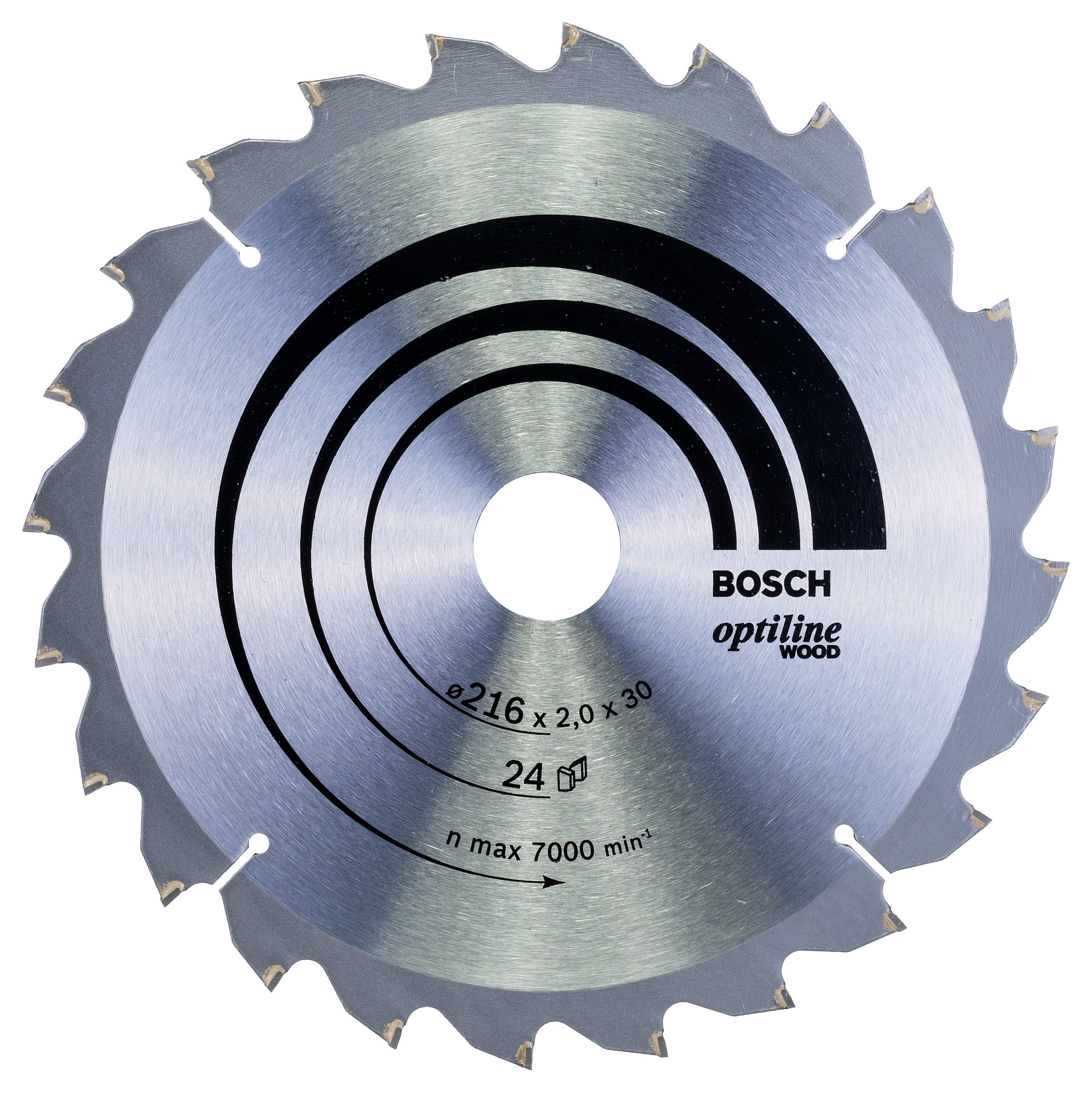 Bosch Accessories Lame De Scie Circulaire, 24 Dents, 30 Mm D’Alésage, 2 Mm Largeur De Coupe, 1.4 Mm Épaisseur Du Corps, 216 Mm Diamètre 2608640431 Grey