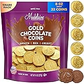 Madelaine Milk Chocolate Gold Coins – Individually Wrapped Candy Party Favors – 8 Oz Large Gold Coins Chocolates Treats Holiday Christmas Candy