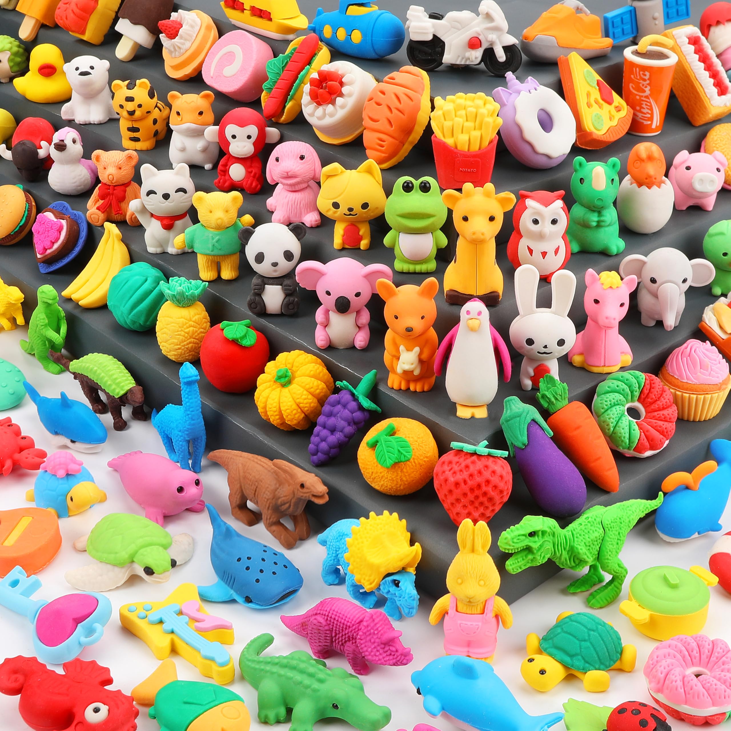 90 Pack Animal Erasers for Kids Bulk Desk Pets Classroom Prizes Treasure Box Toys for Classroom Supplies, 3D Puzzle Mini Erasers Pencil Eraser Back to School Supplies for Kids Party Favors (Random)