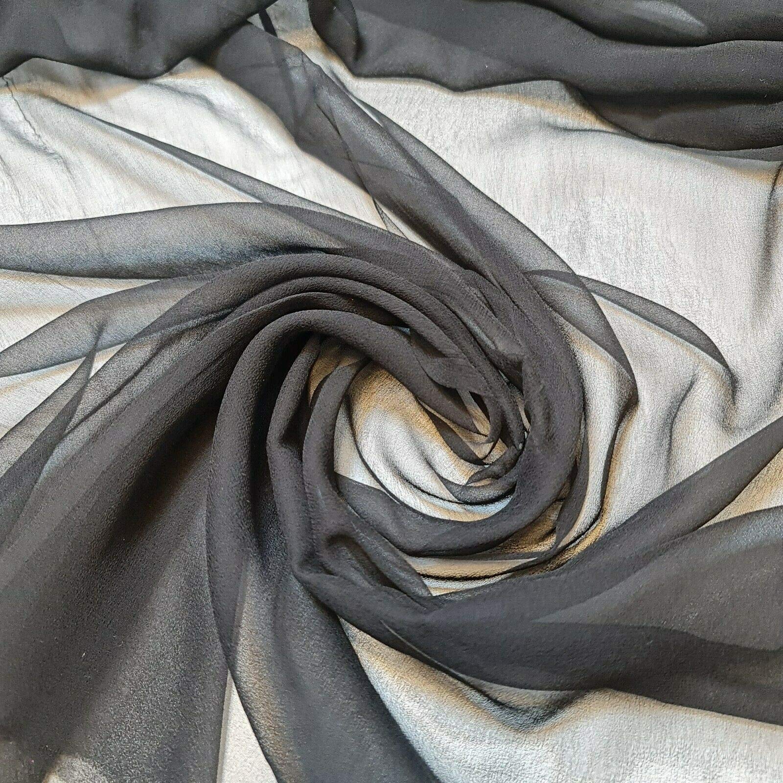 100% Polyester Moss Crepe Chiffon Sheer Decor Drape Dress Fabric 44" (5 Meter - Black)