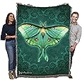 Pure Country Weavers Damask Luna Moth Blanket by Brigid Ashwood - Gift Fantasy Tapestry Throw Woven from Cotton - Made in The USA (72x54)