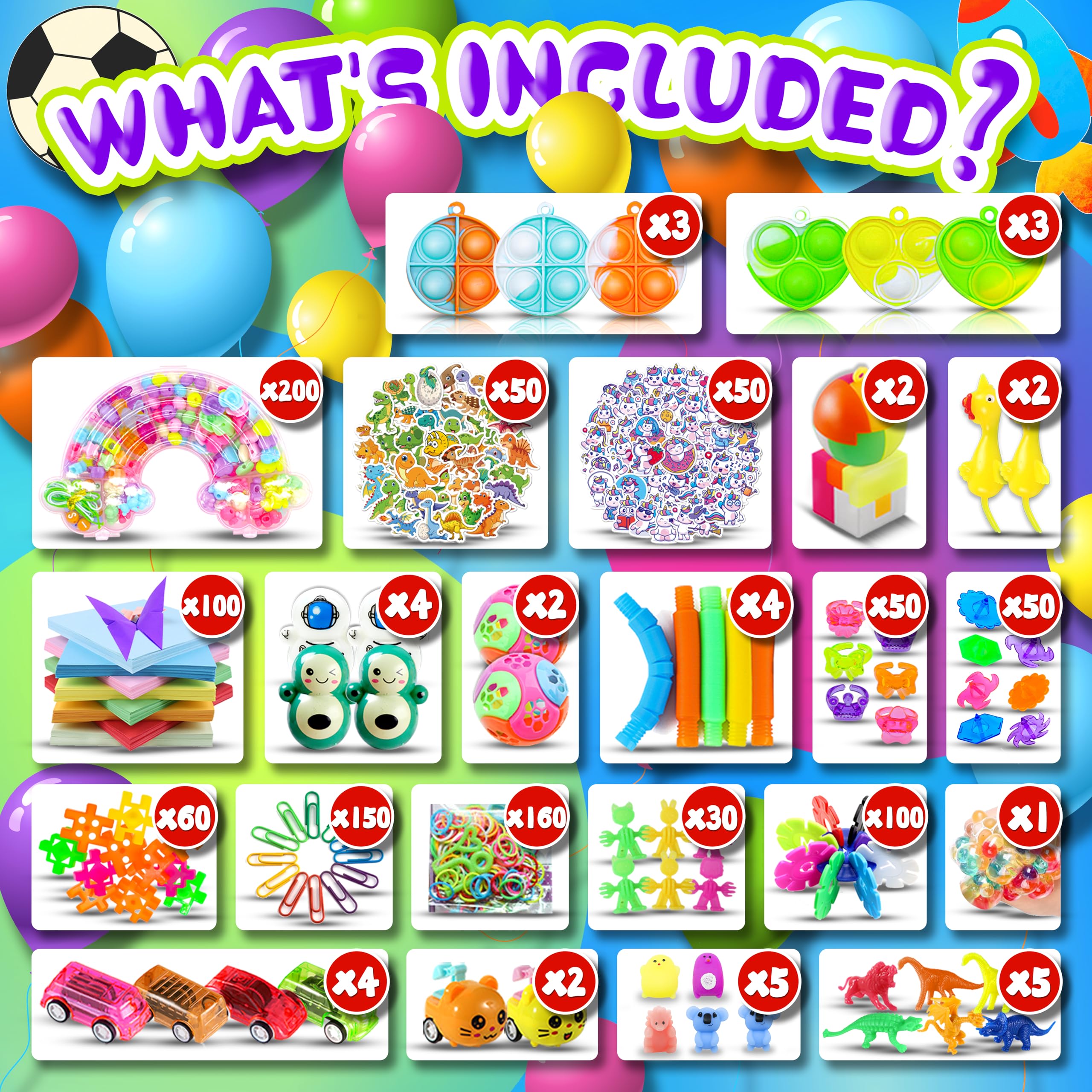 1000pcs Party Favors Goodie Bags for Kids, Fidget Toys Pack, Stocking Pinata Stuffers, Birthday Gifts, Classroom Prize, Treasure Box, Carnival Prizes, Easter Eggs Fillers