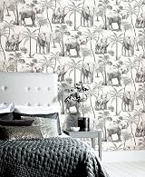 Arthouse Safari Elephant Charcoal Vinyl Wallpaper 53 cm x 10.05 m view 5