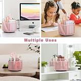 EXERZ Desk Organiser 360° Rotation 5 Compartments Light Pink Pen Holder view 5