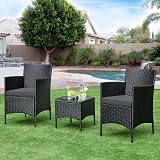 Yaheetech 3-Piece Rattan Garden Set Outdoor Patio Conversation Furniture Black view 8