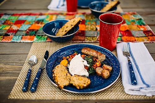 GSI Outdoors Sierra Enamel Table Set for Four with Bowls, Plates