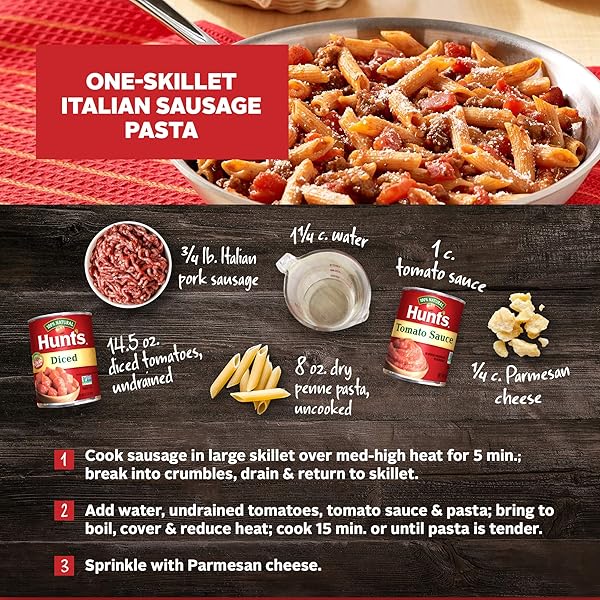 HUNT’S DICED NO SALT ADDED BASIL GARLIC & OREGANO TOMATOES, 14.5 OZ