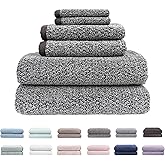 Everplush Diamond Jacquard 6 Pieces Bath Towel Set, Luxury Super Soft Oversized everplush Towels, Highly Absorbent everplush Diamond Jacquard Quick Dry Bath Towel for Bathroom Grey Towel Set