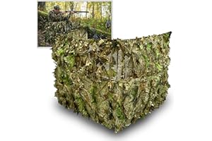 AYIN Hunting Blind for Turkey – 3D Leafy Ground Blind for Deer Hunting | Lightweight Portable 1–2 Person Stalking Blind | Silent Camo Hunting Equipment with Carry Bag | Run & Gun Ground Blind Outdoors