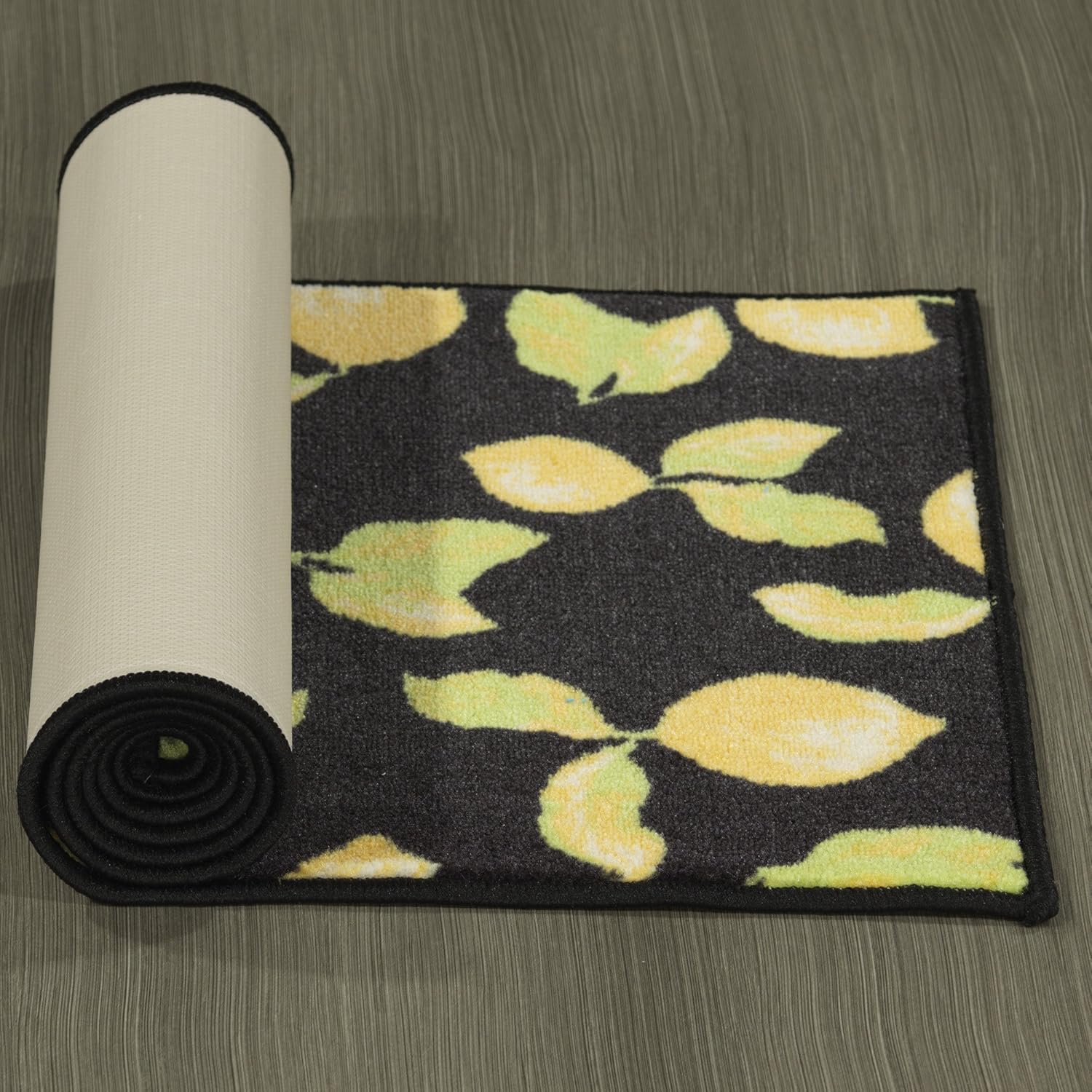 Ottomanson Lemon Collection Contemporary Grey Lemons Design Runner Rug With Non Slip Kitchen And Bathroom Rugs