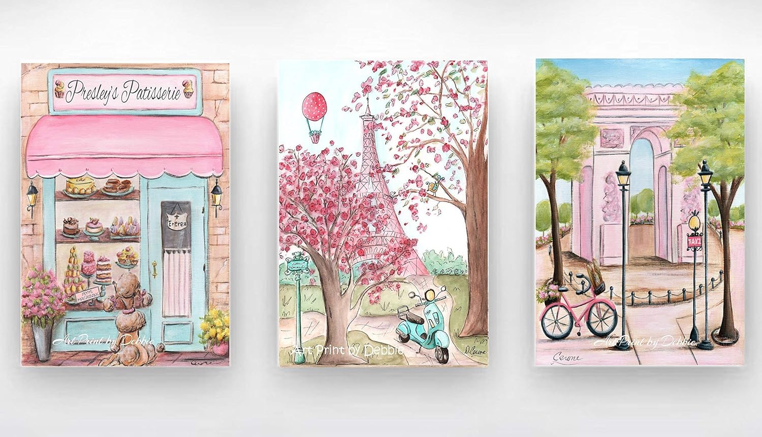 Amazon Com Paris Themed Girls Bedroom Decor Set Of 3