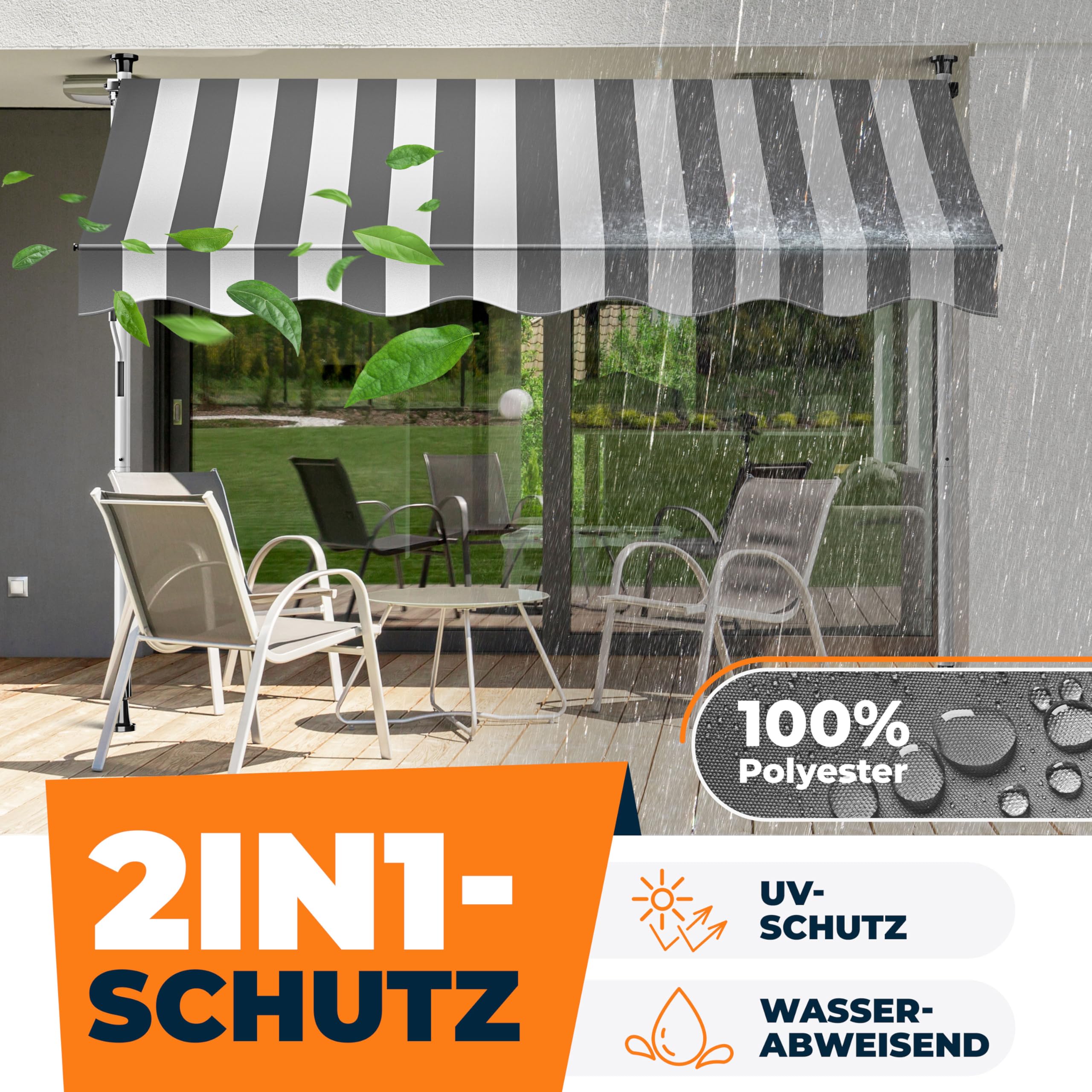 KESSER® Klemmmarkise mit Handkurbel Balkon | Balkonmarkise ohne Bohren | Markise UV-beständig höhenverstellbar & wasserabweisend | Sonnenschutz für Balkon Terrasse & Garten, Terrassenüberdachung 150cm 4