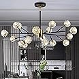 KoKo&Yukina 18-Lights Sputnik Chandeliers Mid Century Modern Black and Gold Chandelier Sputnik Light Fixture Crystal Branch Chandelier for Dining Room Bedroom Living Room (18 x Warm White Bulb Incl.)