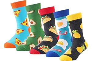 BISOUSOX Crazy Socks for Kids Boys Socks 10-12 Years Old Silly Funny School Dress Socks 6-8 Fun Pizza Socks Birthday Christmas Gift