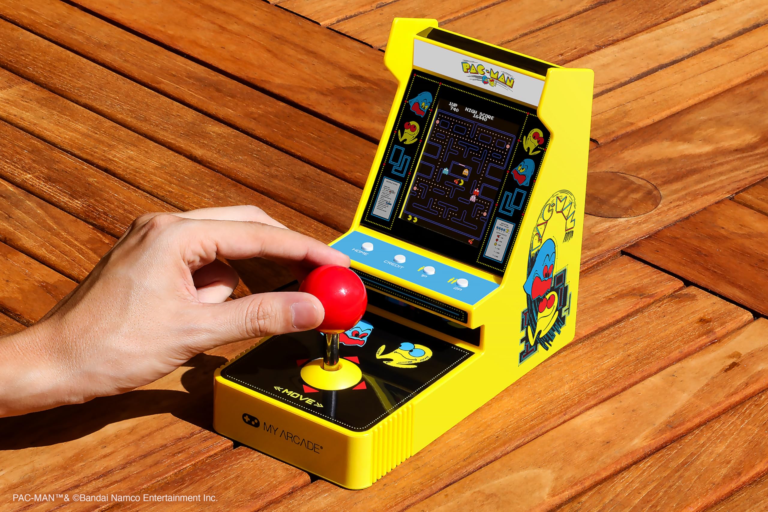 My Arcade Pac-Man Joystick Player:Officially Licensed Retro Gaming Console, 2 Game Modes Classic Arcade Machine, Portable Game for Kids and Adults