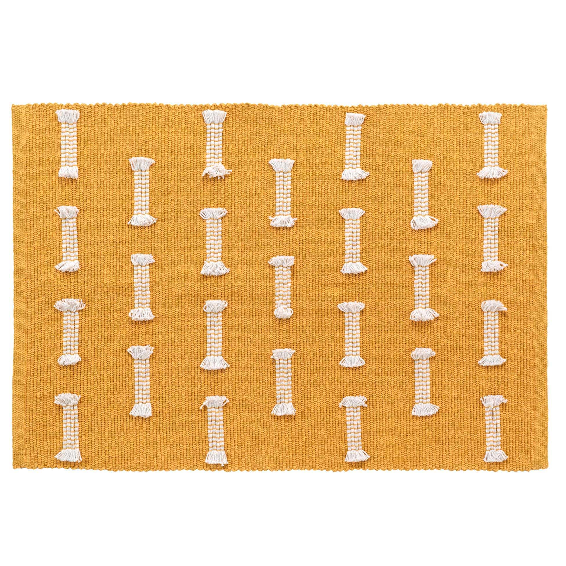 Douceur d'Intérieur Juline Rectangular Rug (50 x 80 cm), Yellow, Smooth Woven Cotton and Cut Threads