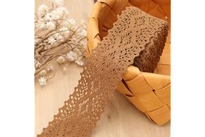 GXTIZAS Lace Trim Cotton Lace Trim Eyelet Lace Ribbon Crochet Sewing Lace for Junk Journal Supplies Crafts Supply(Brown)