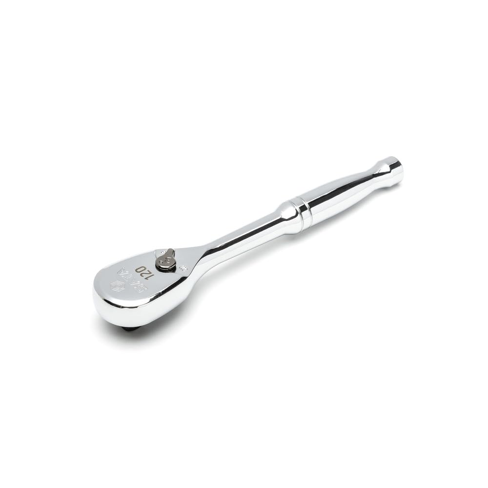 SATA ST11974 1/4-Inch Drive 120P Professional Ratchet with Teardrop Head, Polished, with 3-Degree Swing Arc