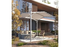 MeetLeisure 11.5FT x 11.5FT Pergola for Outdoor, Patio Pergola with Metal Frame and Top Canopy, Backyard Sun Shelter with Sun Shade on Top, Pergola with Sturdy Structure for Lawn, White