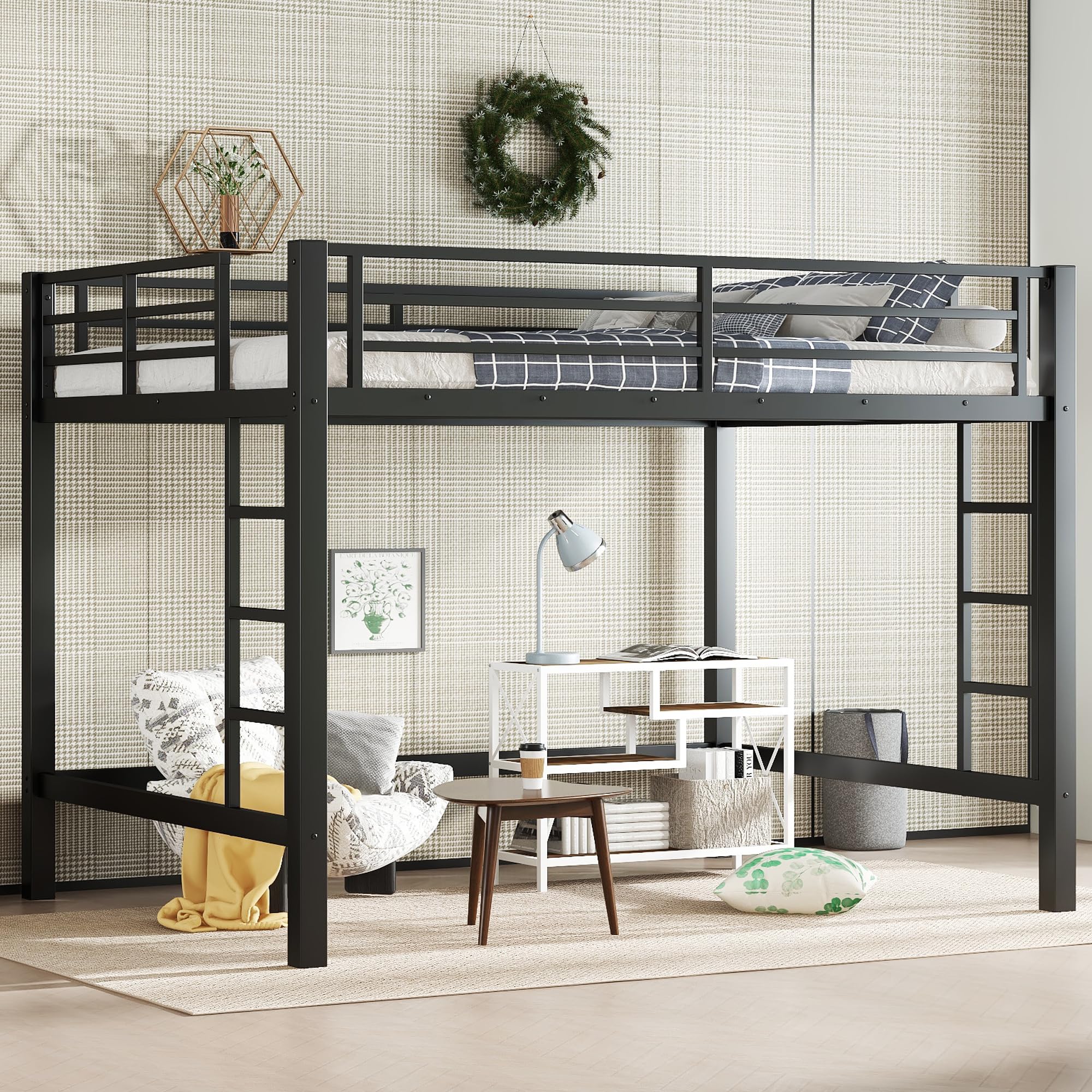 Photo 1 of *PARTIAL SET, BOX 2OF2*

Bellemave Loft Bed Queen Size, Heavy Duty Loft Bed Frame with 2 Build in Ladder and Full Length Guardrail, Easy Assemble, Noise Free Design, No Box Spring Needed, Black