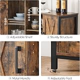 VASAGLE Buffet Table Sideboard with Barn Doors Industrial Rustic Brown Black view 7