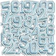 Number Iron On Patches, Numbers 0-9 Embroidery Applique Patch, DIY Decorative Heat Press Patches for Clothing Jeans Jackets Backpacks Hats (Light Blue 50 Pcs)