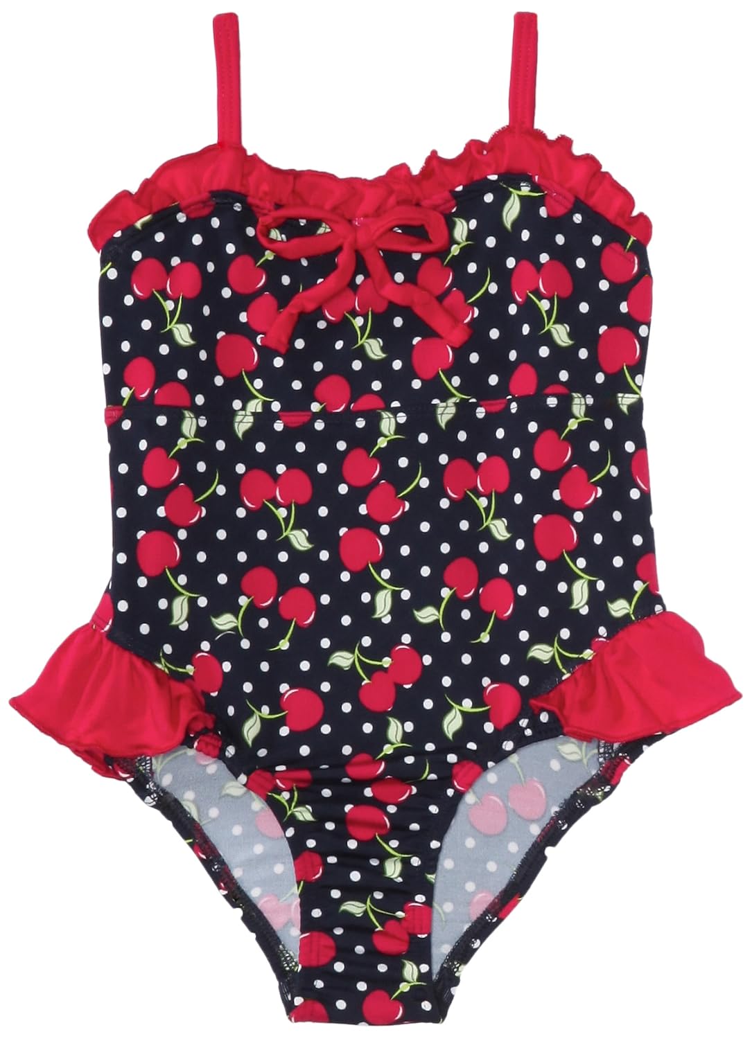 Buy Pink Platinum Little Girls' Cherry Printed One Piece Swimsuit, Navy
