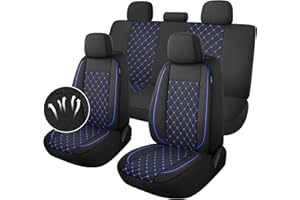YGL Breathble Car Seat Covers Full Set, Washable Seat Covers for Cars, Premium Cloth Car Seat Protectors, Interior Covers for Cars, Sedan Van Truck SUV(Black/Blue)