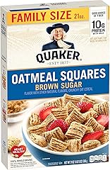 Quaker Oatmeal Squares Breakfast Cereal, Brown Sugar, 21oz Family Size Box