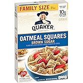 Quaker Oatmeal Squares Breakfast Cereal, Brown Sugar, 21oz Box
