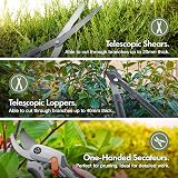 VonHaus 3Pc Garden Shears Set - Telescopic Lopper, Hedge Shears, Secateurs view 2