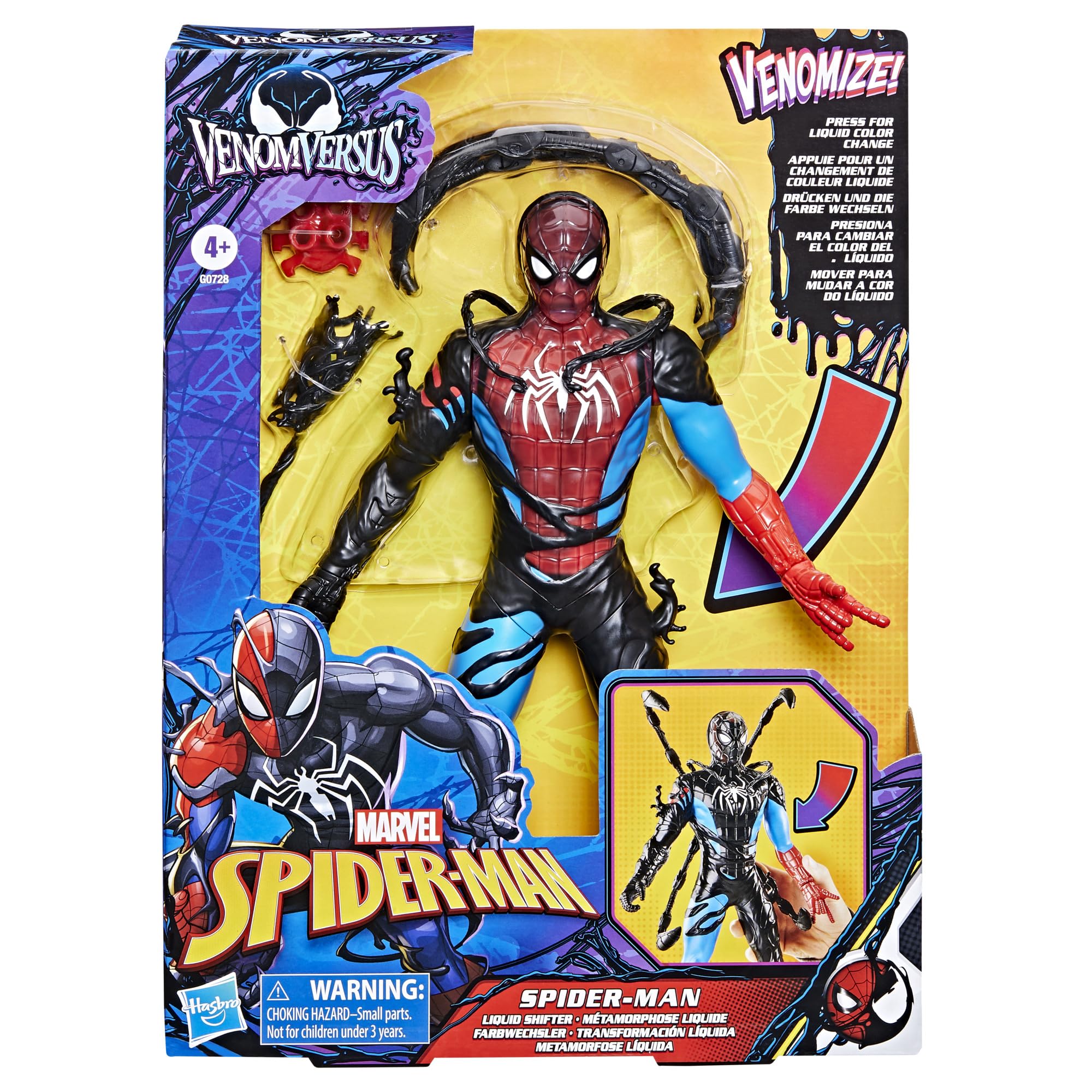 Spider-Man Marvel VenomVersus Liquid Shifter Action Figure with Accessories, 11-Inch-Scale Super Hero Toys for Kids Ages 4 and Up