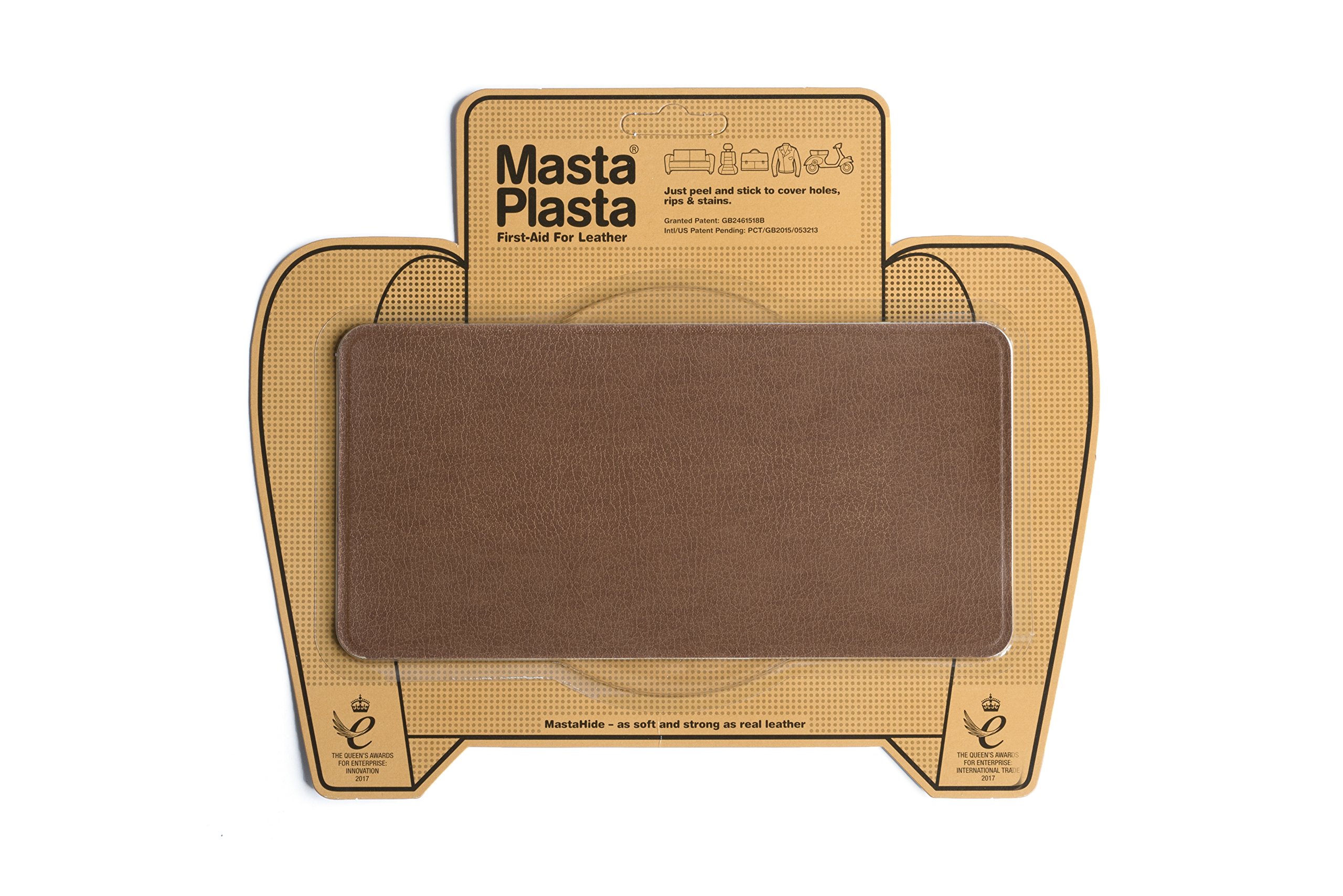 MastaPlasta Premium Easy All-in-One Leather Repair Kit. Leather Patches for Sofas Self Adhesive - Tan 20cm x 10cm (8in x 4in). Upholstery Leather Repair Patch for Car Seats, Chairs, DIY, Craft