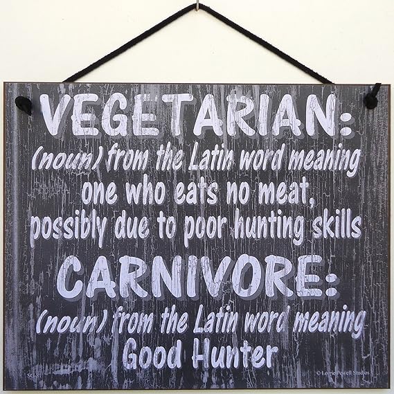 Vintage Style Sign Saying, "VEGETARIAN (noun