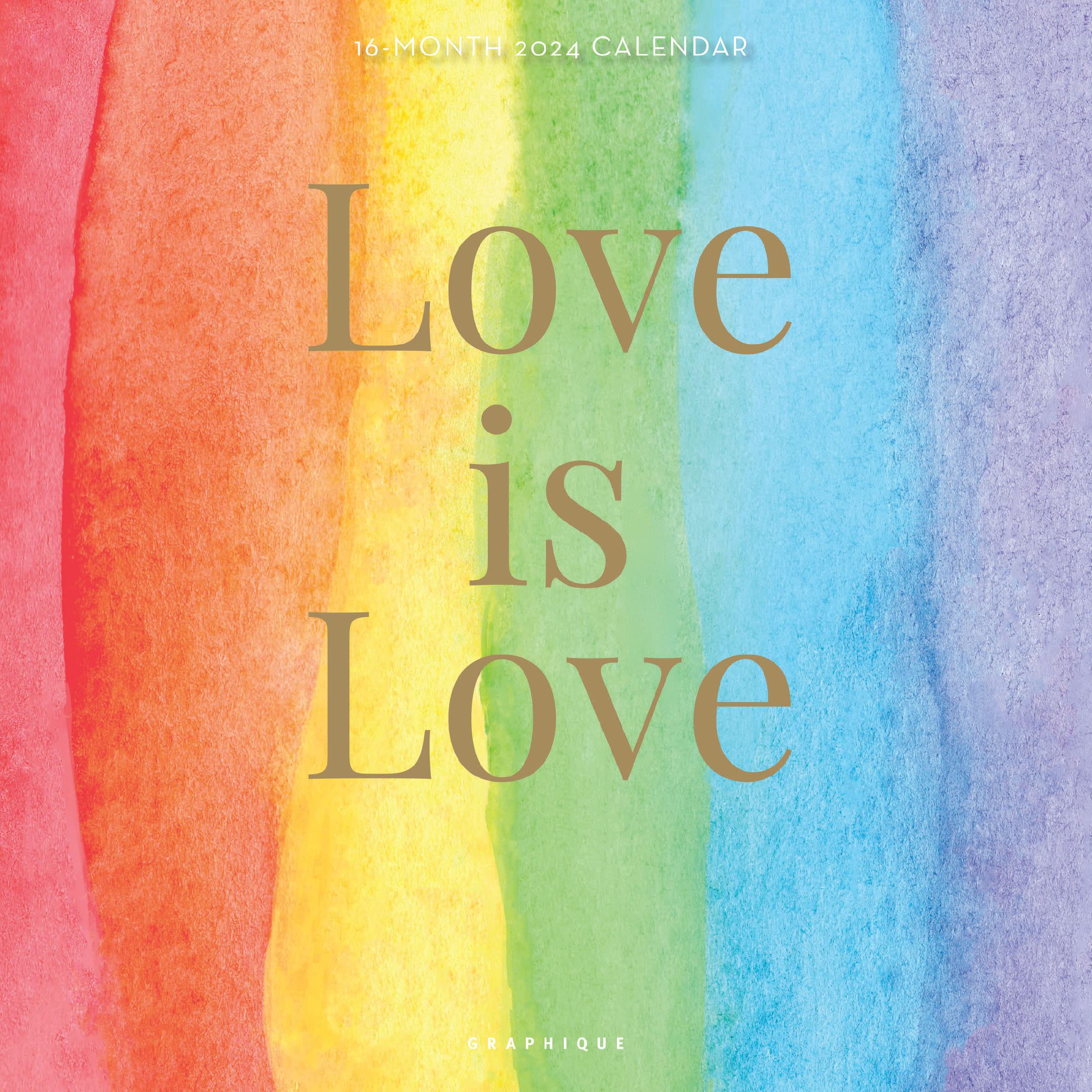 Graphique 2024 Love is Love Wall Calendar | 12” x 12” | Thick Paper | Home & Office Organizer | Large Monthly Grid | 3 Languages & Marked Holidays | 4 Month Preview Page for 2025 — image 1