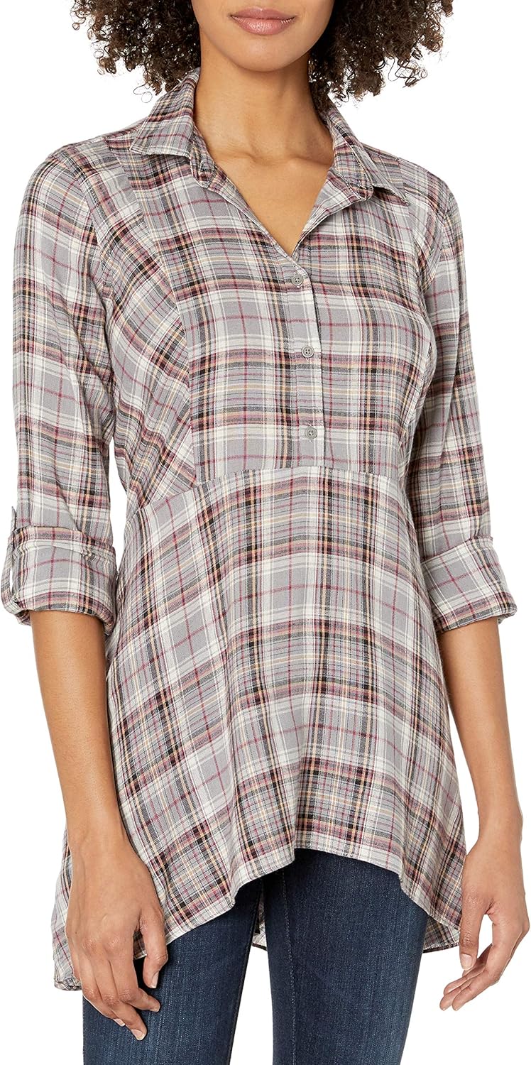 Vintage America Blues Women's Sequoia Button Down with Roll-tab Sleeves and Sharkbite Hem