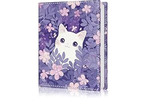 Lebrocoli Photo Album 4x6, 56 Pockets Small Picture Book Kawaii White Cat, Personalized Large Capacity Mini PU Leather Picture Album Gift for Family Graduation Wedding Travel