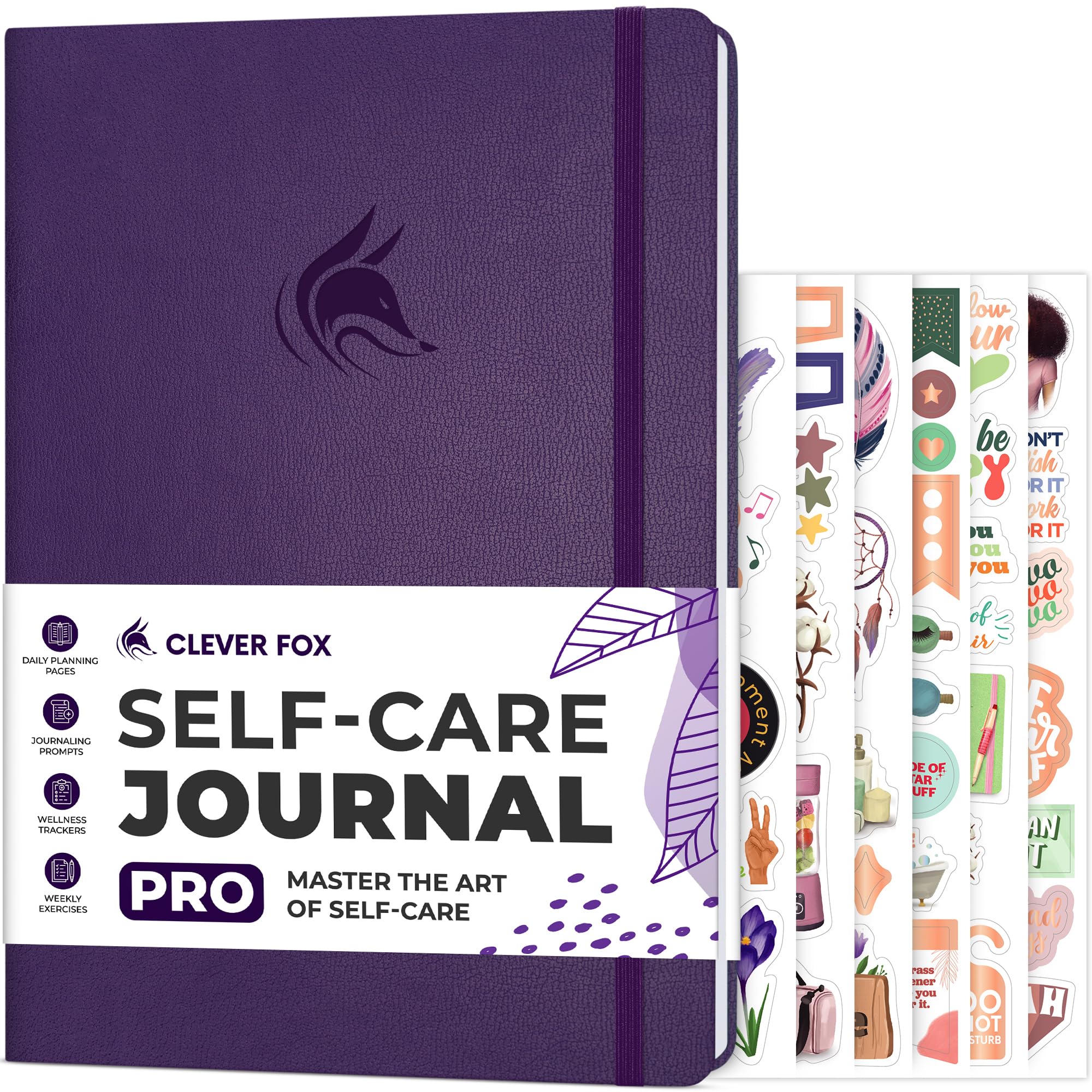 Clever Fox Self-Care Journal PRO – Wellness & Daily Reflection Notebook – Mental Health, Meditation & Mood Journal for Women, 18 x 25.5cm (Purple)