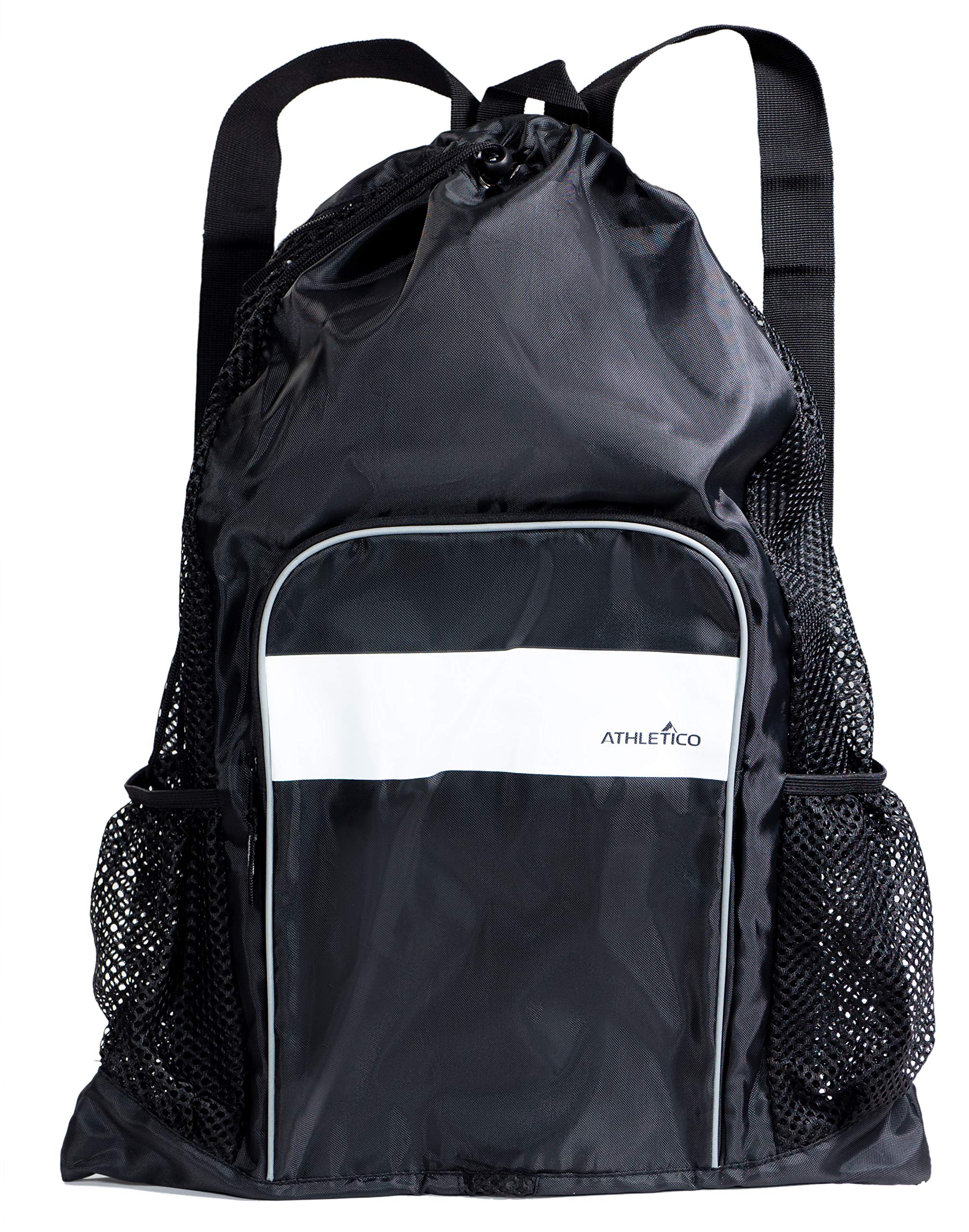 Athletico Mesh Swim Bag - Mesh Pool Bag With Wet & Dry Compartments for Swimming, the Beach, Camping and More (Black)