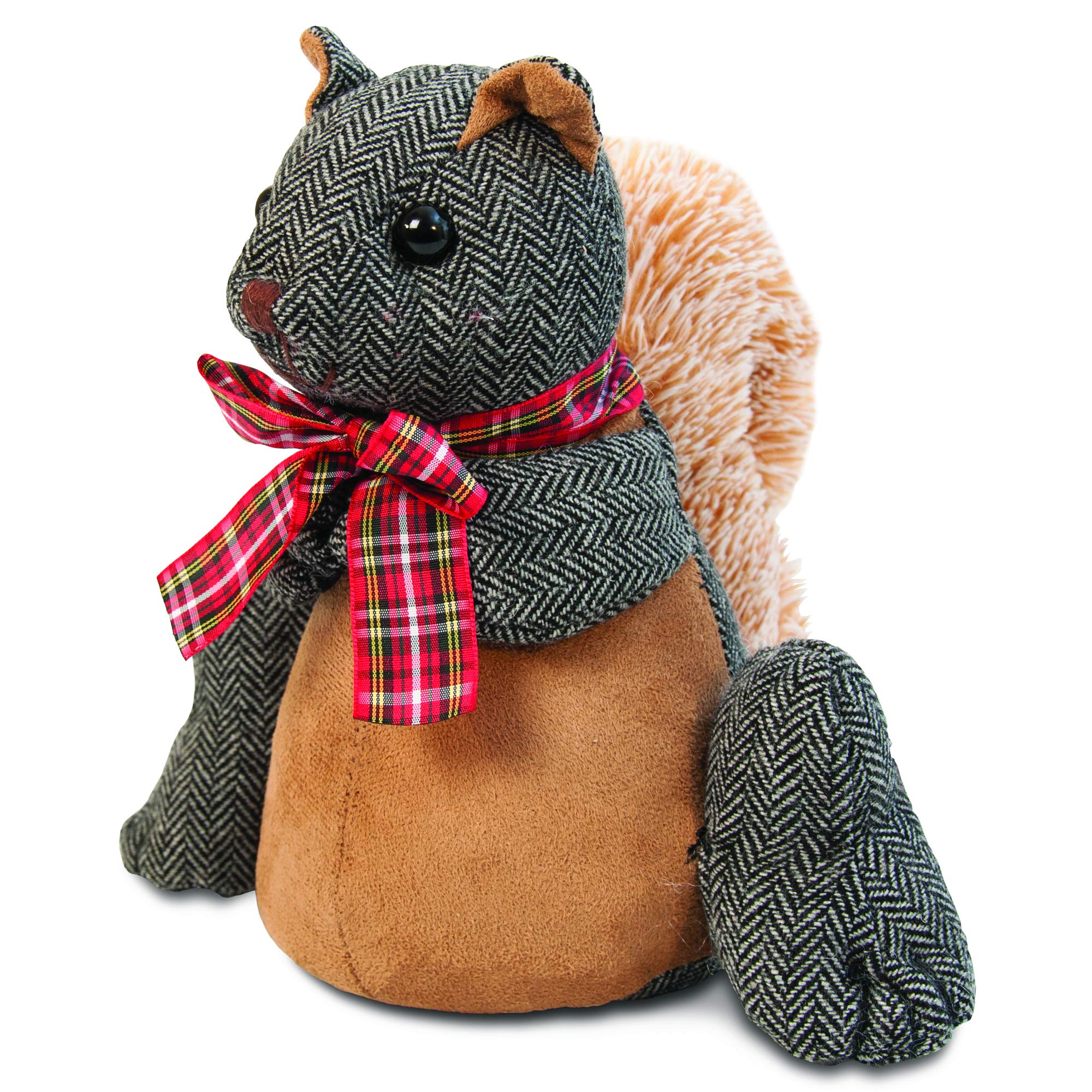 iN Home Fabric Animal Door Stop - Novelty Weighted Door Wedge - Cute & Quirky Heavy Filled Door Holder for Home, Office, Kitchen and More (Squirrel)