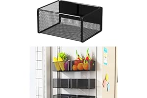 LIFEFAN Magnetic Basket Organizer Holder for Fridge Magnetic Storage Bin Box Containers for Refrigerator Whiteboard Classroom (Small, Black)