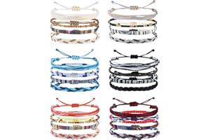 MILACOLATO 24 Pcs Boho Surfer Bracelet Anklet Adjustable Beaded Anklets Handmade Braided Bracelet Colorful Summer String Rope