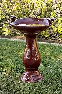 Antique Ceramic Bird Bath with 2 Birds